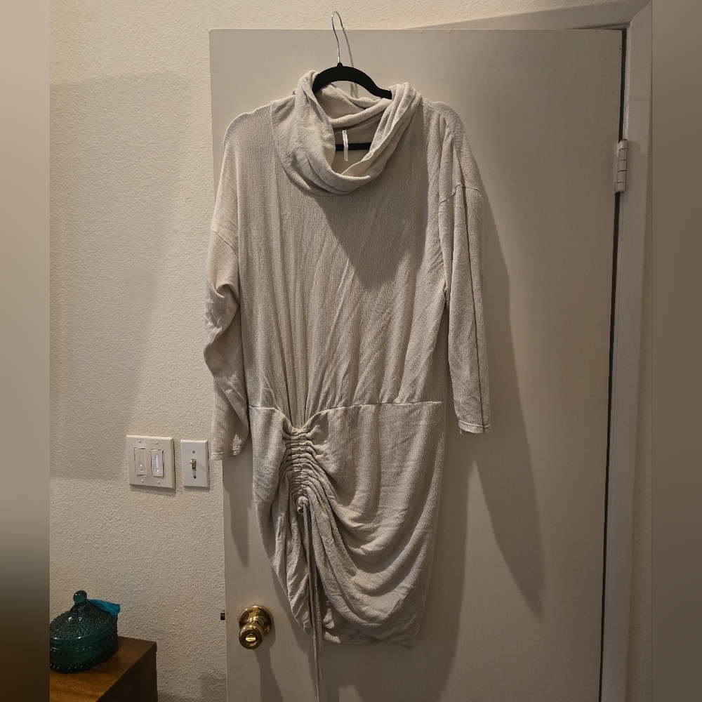 Stylish Cream Cowl Neck Dress
